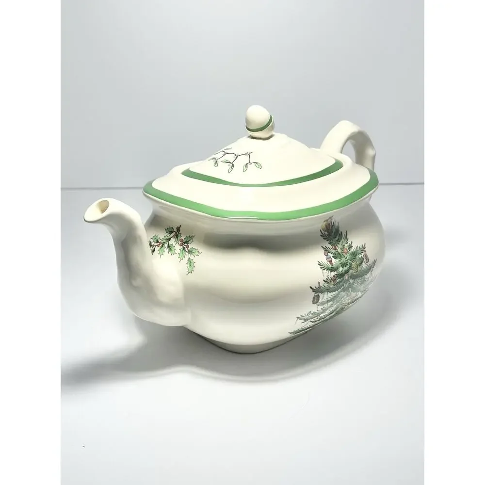 Spode “Christmas Tree” Ceramic Teapot & Lid 6” 44oz